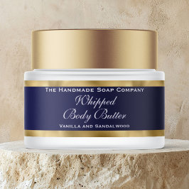 Cosmetics Body Butter Gold & Navy Blue Jar Etikettband