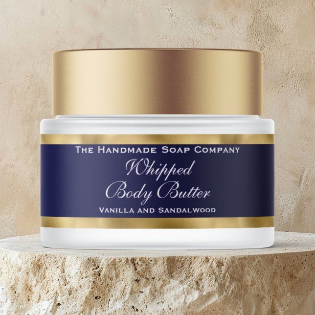 Cosmetics Body Butter Gold & Navy Blue Jar Etikettband (Skapare uppladdad)
