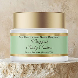 Cosmetics Body Butter Gold & Olive Green Jar Etikettband