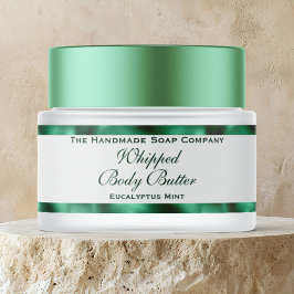 Cosmetics Body Butter Green Foil & White Jar  Etikettband