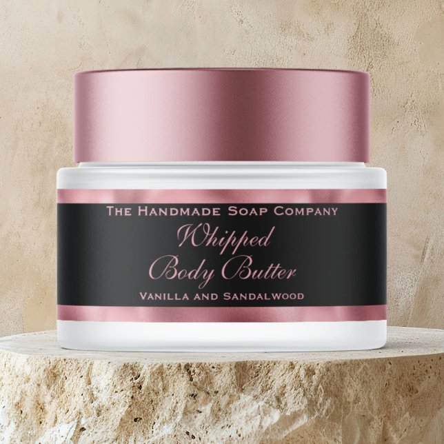 Cosmetics Body Butter Pink Foil & Black Jar Etikettband (Skapare uppladdad)