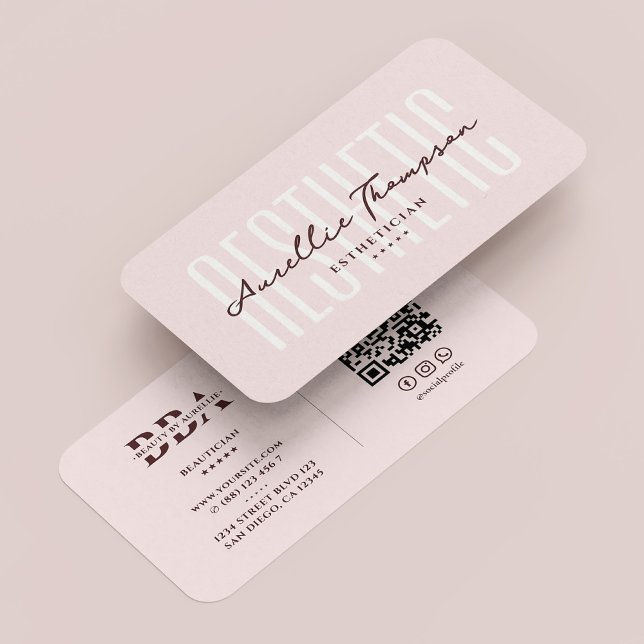 Cosmetolog Esthetician Rosa Aesthetic Modern Visitkort (Cosmetologist Esthetician Pink Aesthetic Modern Business Card
)