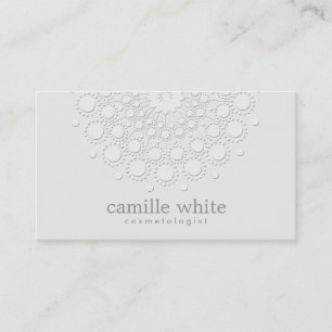 Cosmetology Elegant Rosette Monochromatic White Visitkort