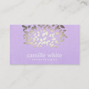 Cosmetology Faux Foil Lövs Lavender Linen look Visitkort