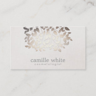 Cosmetology Faux Gold Foil Lövs Linen look Visitkort