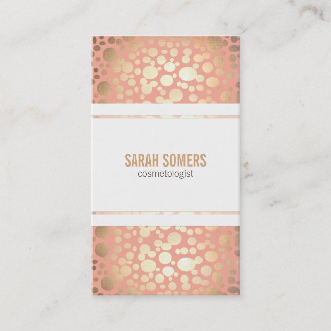 Cosmetology Faux Guld Löv Peach Coral Visitkort (Framsida)
