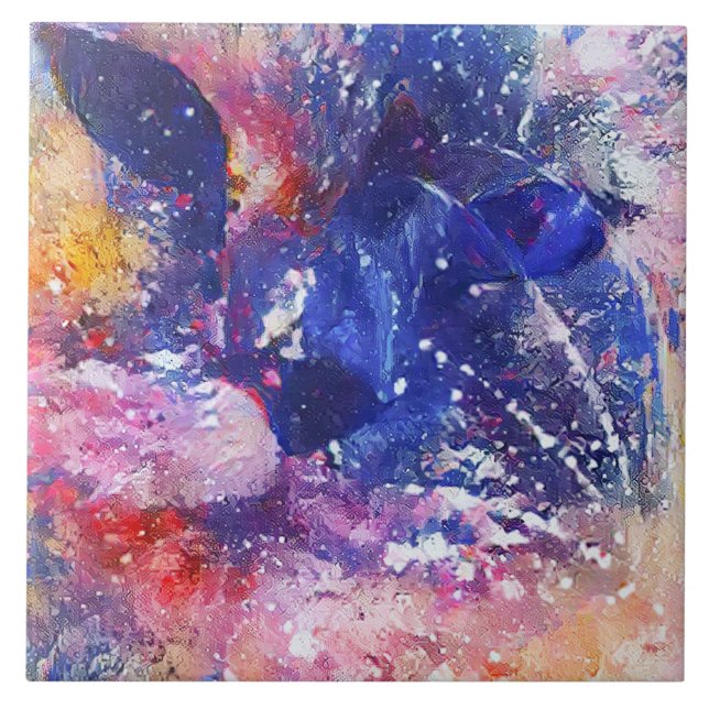 Cosmic Abstract Cat Dreamscape  Kakelplatta (Framsidan)
