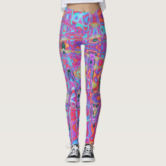 Cosmic Abstract Rainbow Colors Retro Ripples Leggings