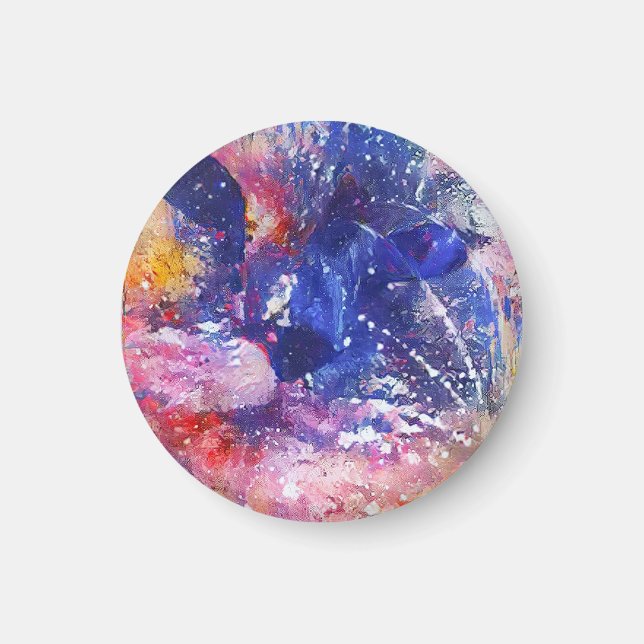 Cosmic Abstrakt Cat Dreamscape Magnet (Framsidan)