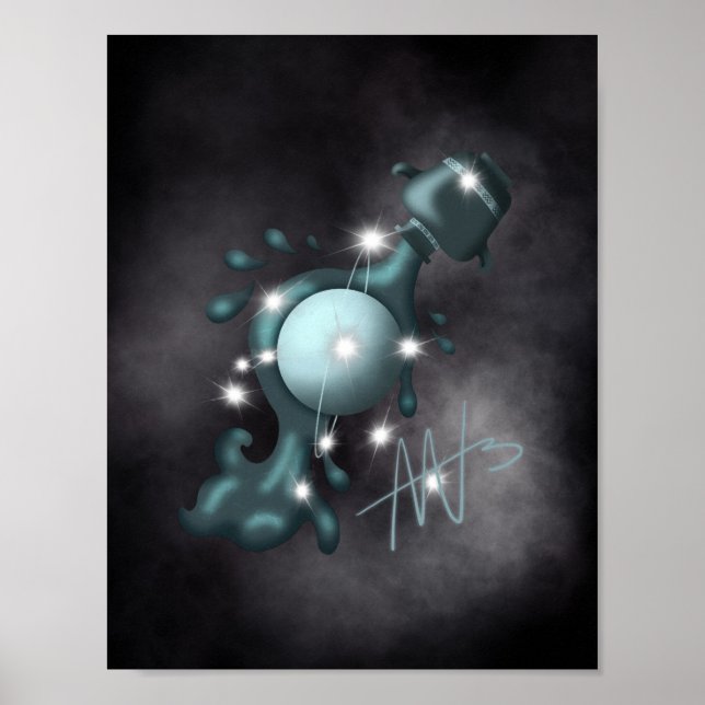 Cosmic Aquarius Uranus Zodiac Poster (Framsidan)