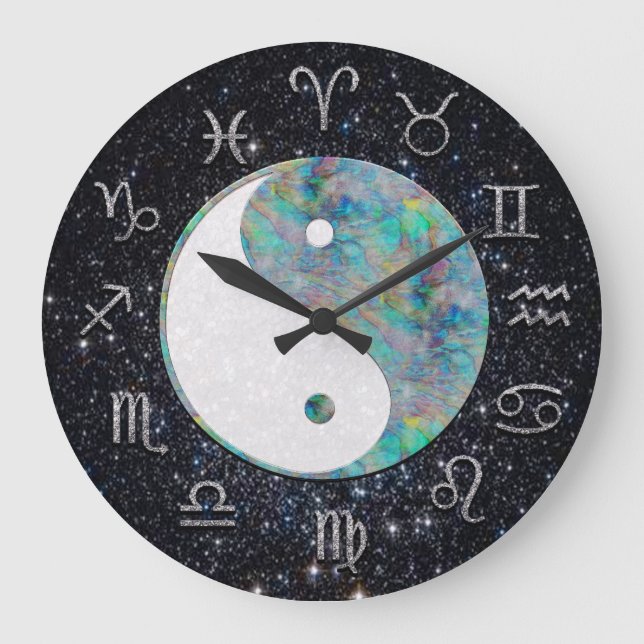 Cosmic Astrology Clock med Yin Yang Stor Klocka (Framsida)