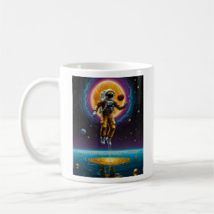 Cosmic Astronaut Basketball over Guld Planet Tee Kaffemugg