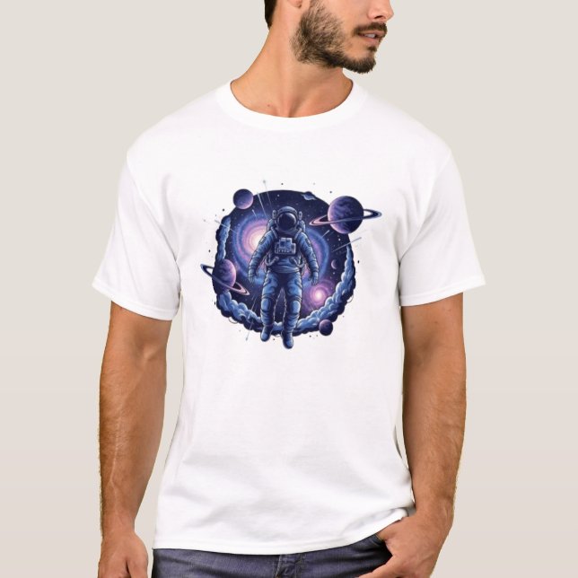 Cosmic Astronaut T-Shirt | Surreal Galaxy Space  (Framsida)