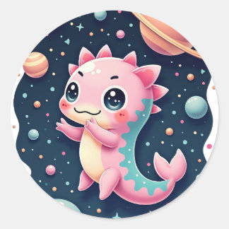 Cosmic Axolotl Galactic Space Adventure Kawaii Sti Runt Klistermärke