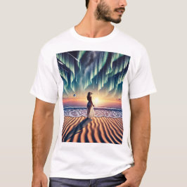 Cosmic Beachscape: Aurora Dreaming 3D Optical Ill T Shirt
