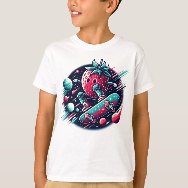 Cosmic Berry Shredder - Space Skateboarding T Shirt (Framsida)