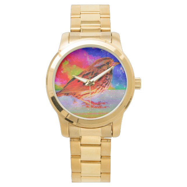 Cosmic Bird Dreamscape Art Skriv ut" Armbandsur (Framsida)