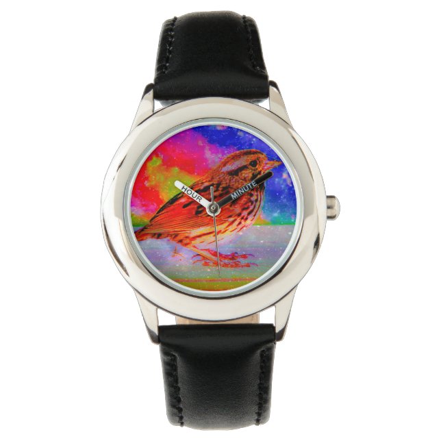 Cosmic Bird Dreamscape Art Skriv ut" Armbandsur (Framsida)