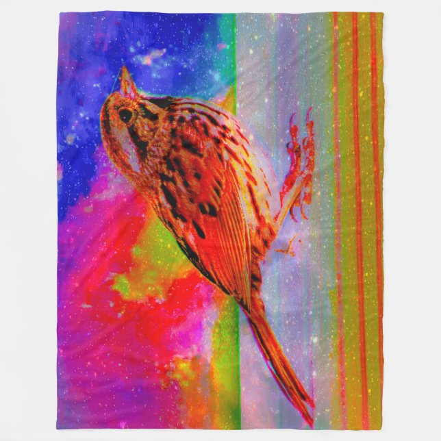 Cosmic Bird Dreamscape Art Skriv ut" Fleecefilt (Framsidan)