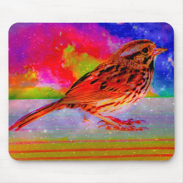 Cosmic Bird Dreamscape Art Skriv ut" Musmatta (Framsidan)