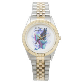 Cosmic Black Cat Toilet - Surreal Vaporwave Art Armbandsur