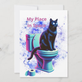 Cosmic Black Cat Toilet - Surreal Vaporwave Art Inbjudningar