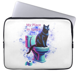 Cosmic Black Cat Toilet - Surreal Vaporwave Art Laptop Fodral