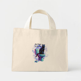 Cosmic Black Cat Toilet - Surreal Vaporwave Art Mini Tygkasse