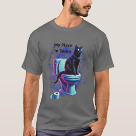 Cosmic Black Cat Toilet - Surreal Vaporwave Art T Shirt