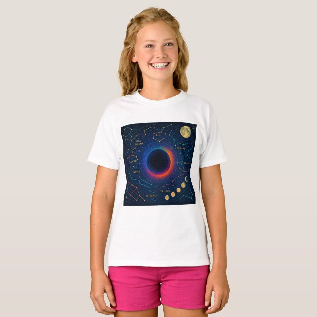 Cosmic Black Hål & Constellations Art - Celestial T Shirt (Hel framsida)