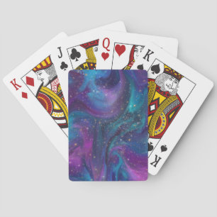 Cosmic Bläck Turkos Blue Lila Galaxy Nebula Casinokort