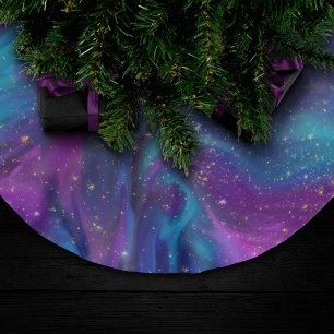 Cosmic Bläck Turkos Blue Lila Galaxy Nebula Julgransmatta Borstad Polyester