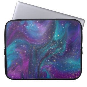 Cosmic Bläck Turkos Blue Lila Galaxy Nebula Laptop Fodral
