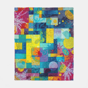 Cosmic Bloom Garden: Abstrakt Mosaic of Dreams Fleecefilt