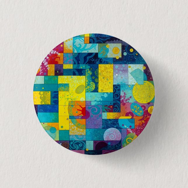 Cosmic Bloom Garden: Abstrakt Mosaic of Dreams Knapp (Framsida)