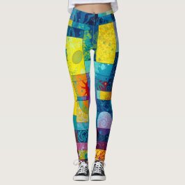Cosmic Bloom Garden: Abstrakt Mosaic of Dreams Leggings