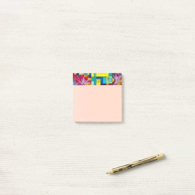 Cosmic Bloom Garden: Abstrakt Mosaic of Dreams Post-it Block (På skrivbordet)