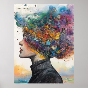 Cosmic Bloom - Whimsical Butterfly-Hated Woman Poster