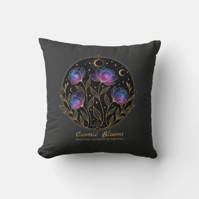 Cosmic Blooms – Celestial Floral Mandala flowers Kudde (Framsida)