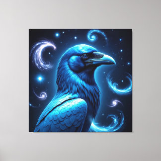 Cosmic Blue Raven Canvastryck