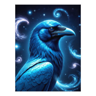 Cosmic Blue Raven Fototryck