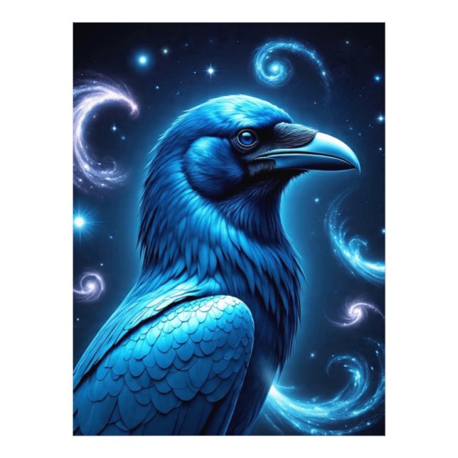Cosmic Blue Raven Fototryck (Framsidan)