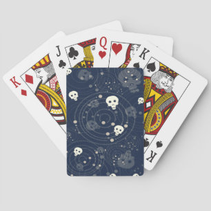 Cosmic Blue Skull Silhouette Mönster Casinokort