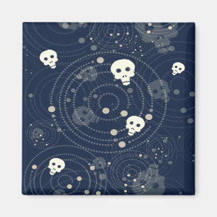 Cosmic Blue Skull Silhouette Mönster Magnet