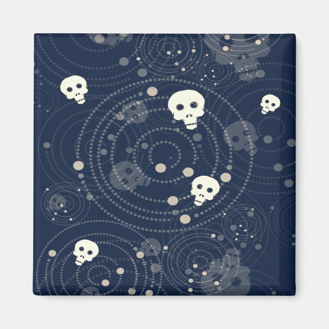 Cosmic Blue Skull Silhouette Mönster Magnet (Framsidan)