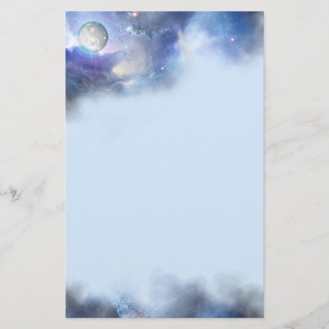 Cosmic Blue Yin Yang Brevpapper (Framsida)