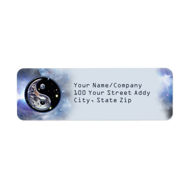Cosmic Blue Yin Yang Returadress Etikett (Framsidan)