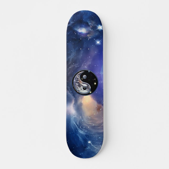Cosmic Blue Yin Yang Skateboard Bräda 20 Cm (Framsida)