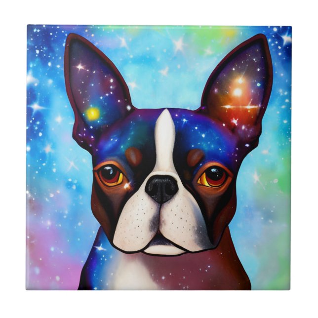 Cosmic Boston Terrier Kakelplatta (Framsidan)