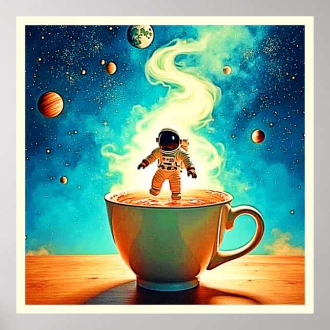 Cosmic Brew: Astronaut's Coffee Dream Poster (Framsidan)